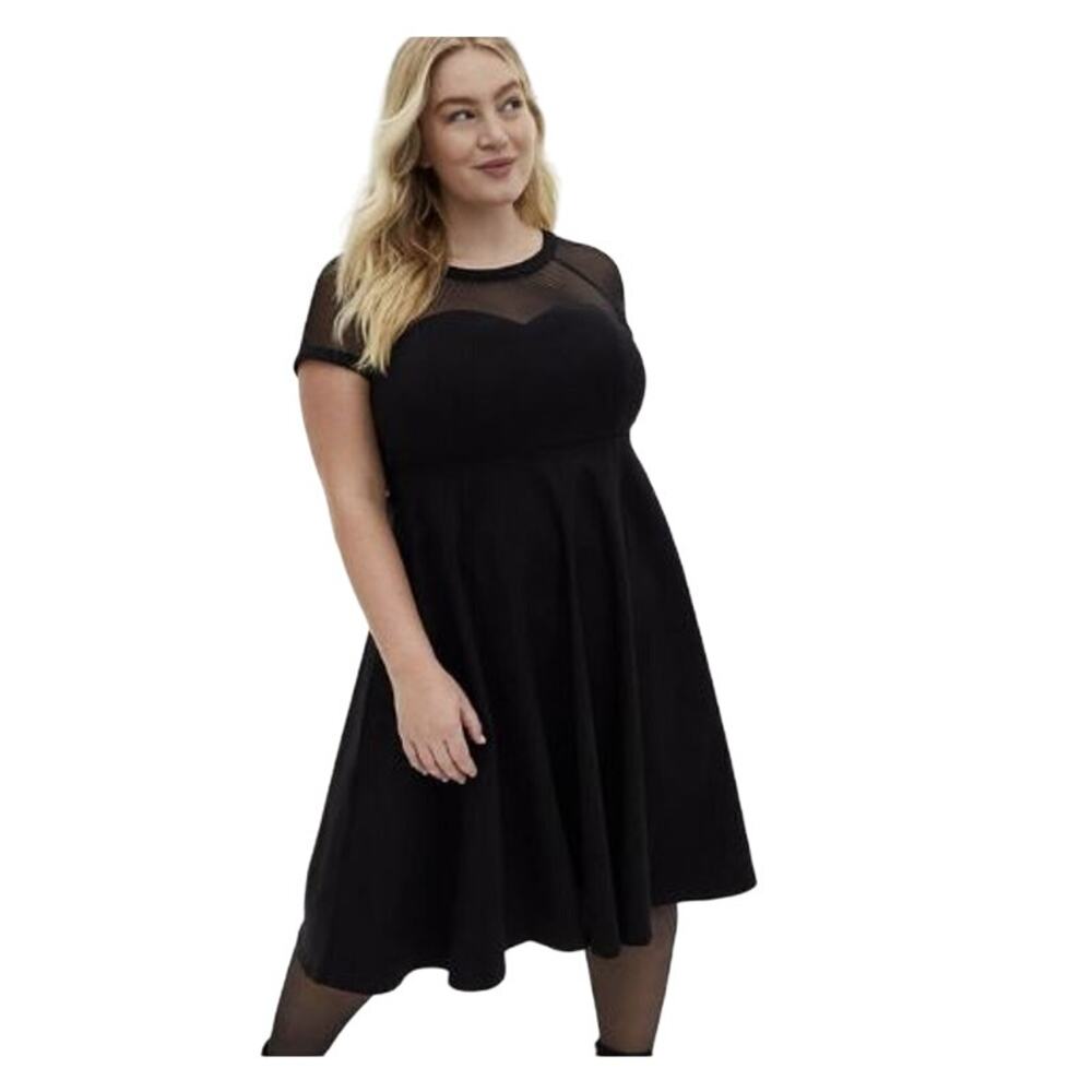 Torrid NWT Black Illusion Mesh Skater Dress Swing Skirt (22)